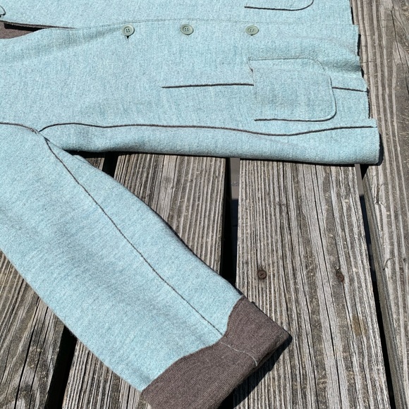 Eileen Fisher Light Blue + Gray Wool Blazer - Picture 5 of 6